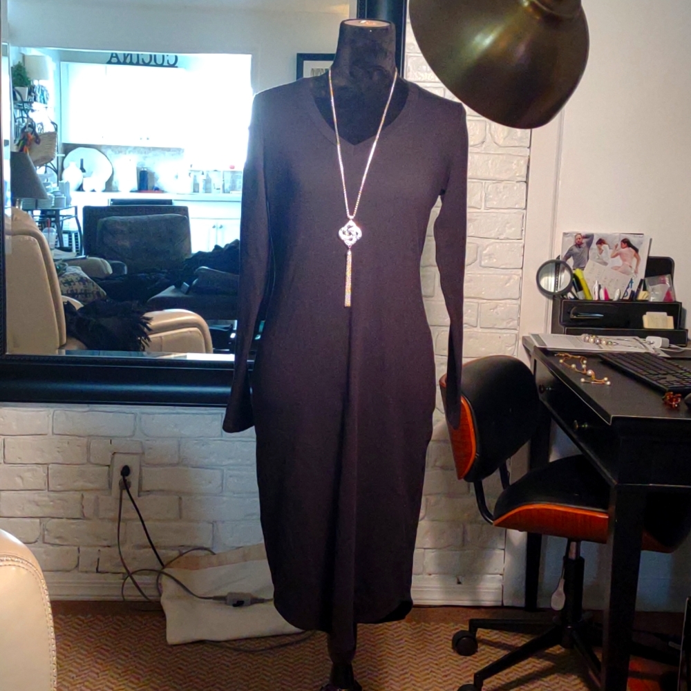 V-neck black dress